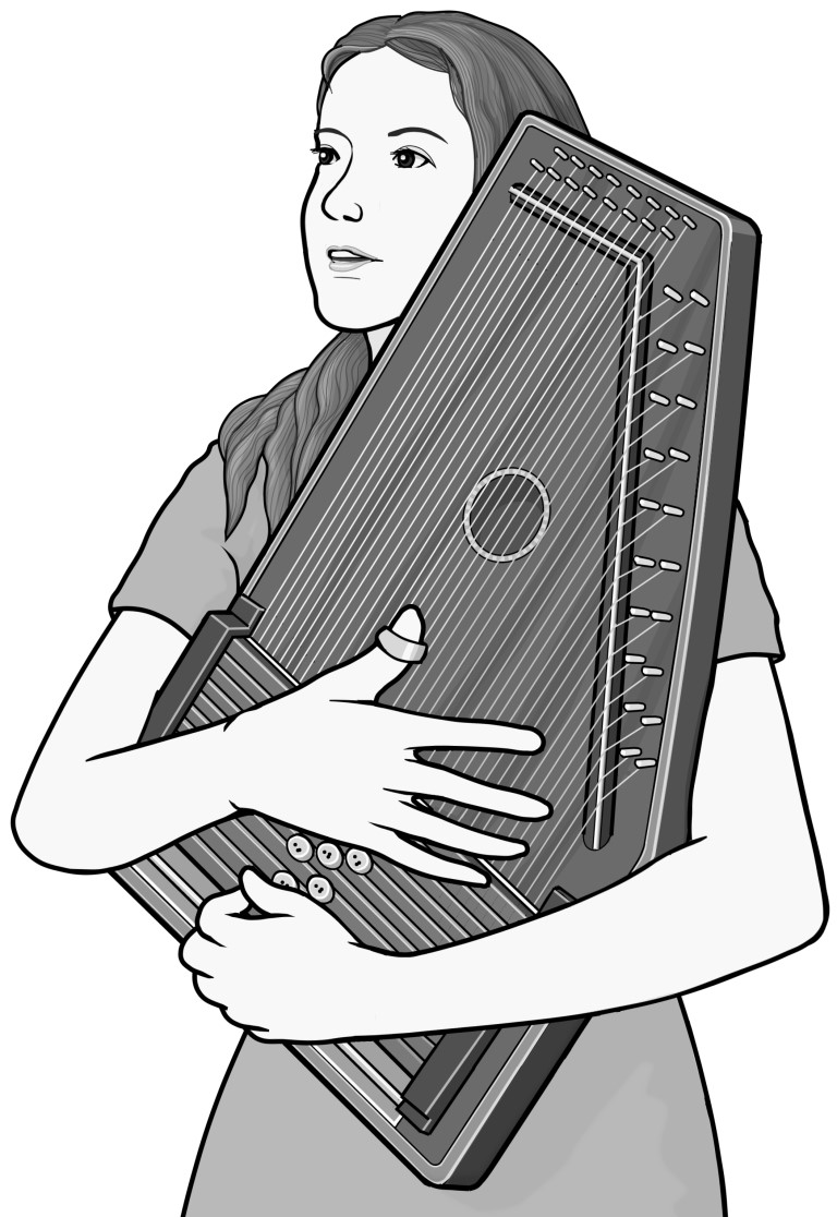 Grayscale images / autoharp(chord harp/coded zither) player