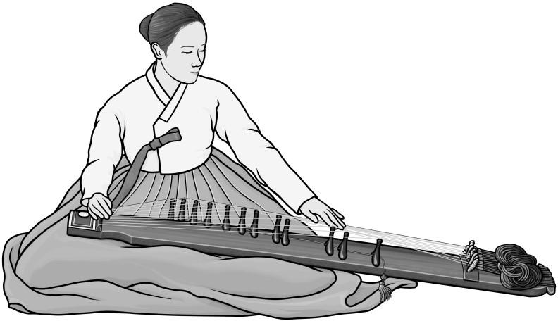 Grayscale images / gayageum player