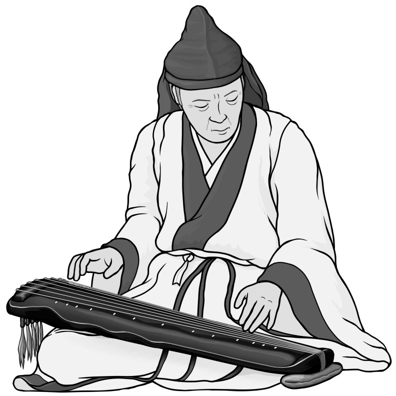 Grayscale images / guqin player
