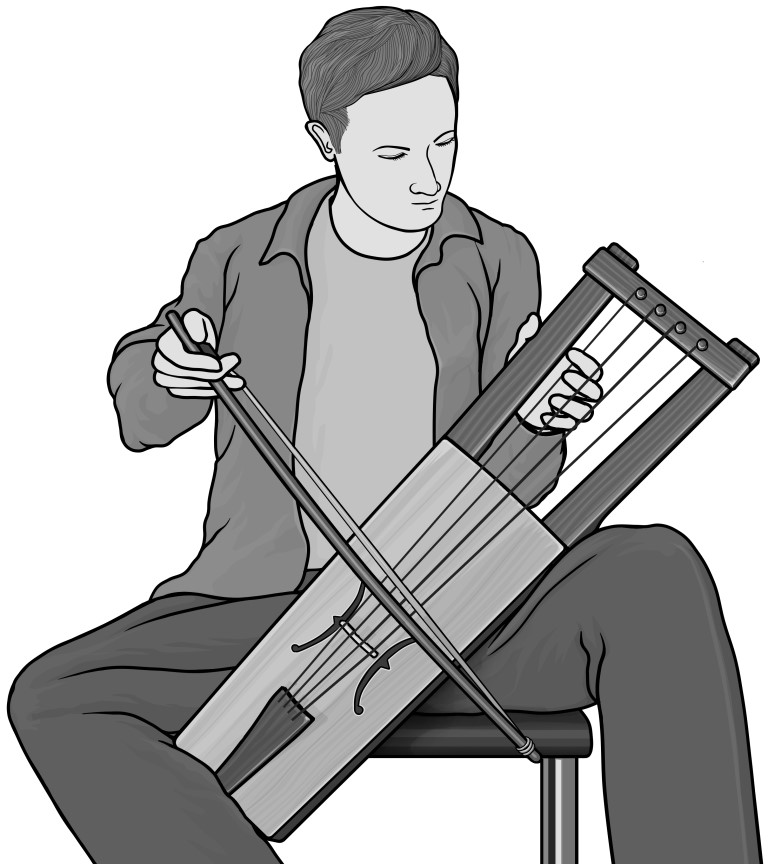 Grayscale images / tagelharpa(talharpa) player