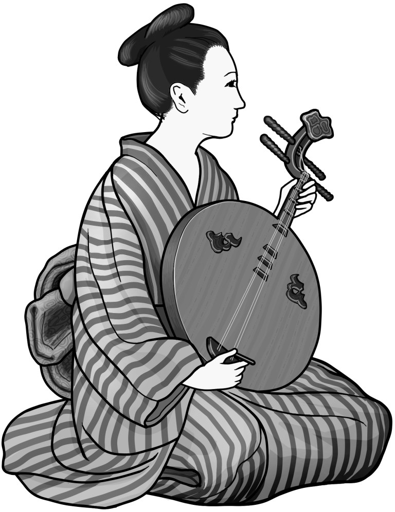 Grayscale images / yueqin player/ Chinese yueqin instruments