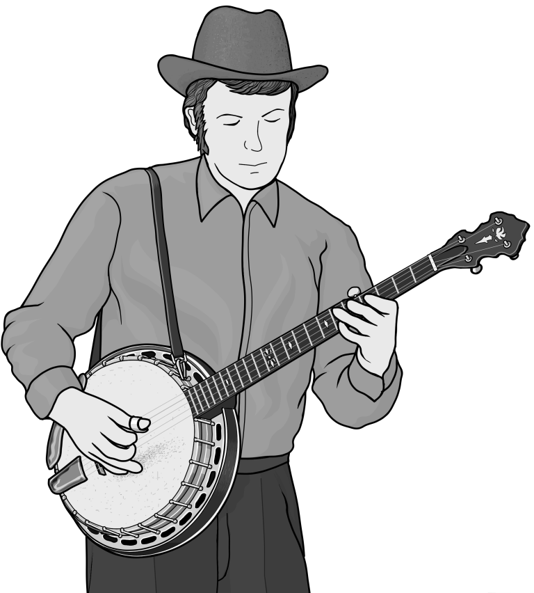Grayscale images / banjo player