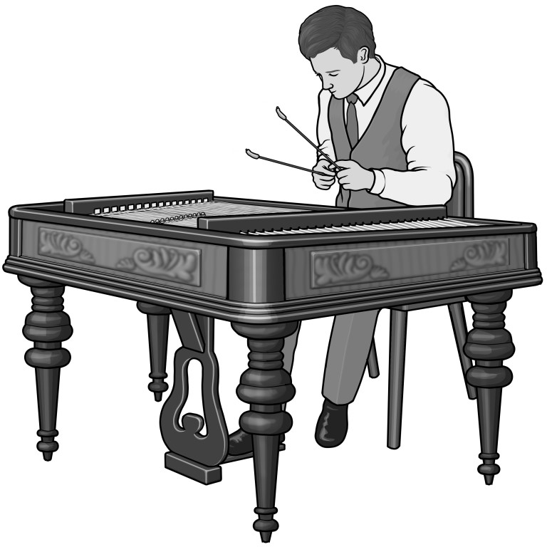 Grayscale images / cimbalom player
