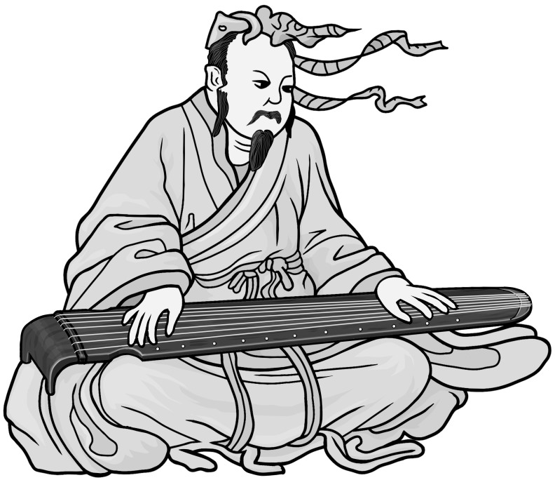 Grayscale images / guqin player