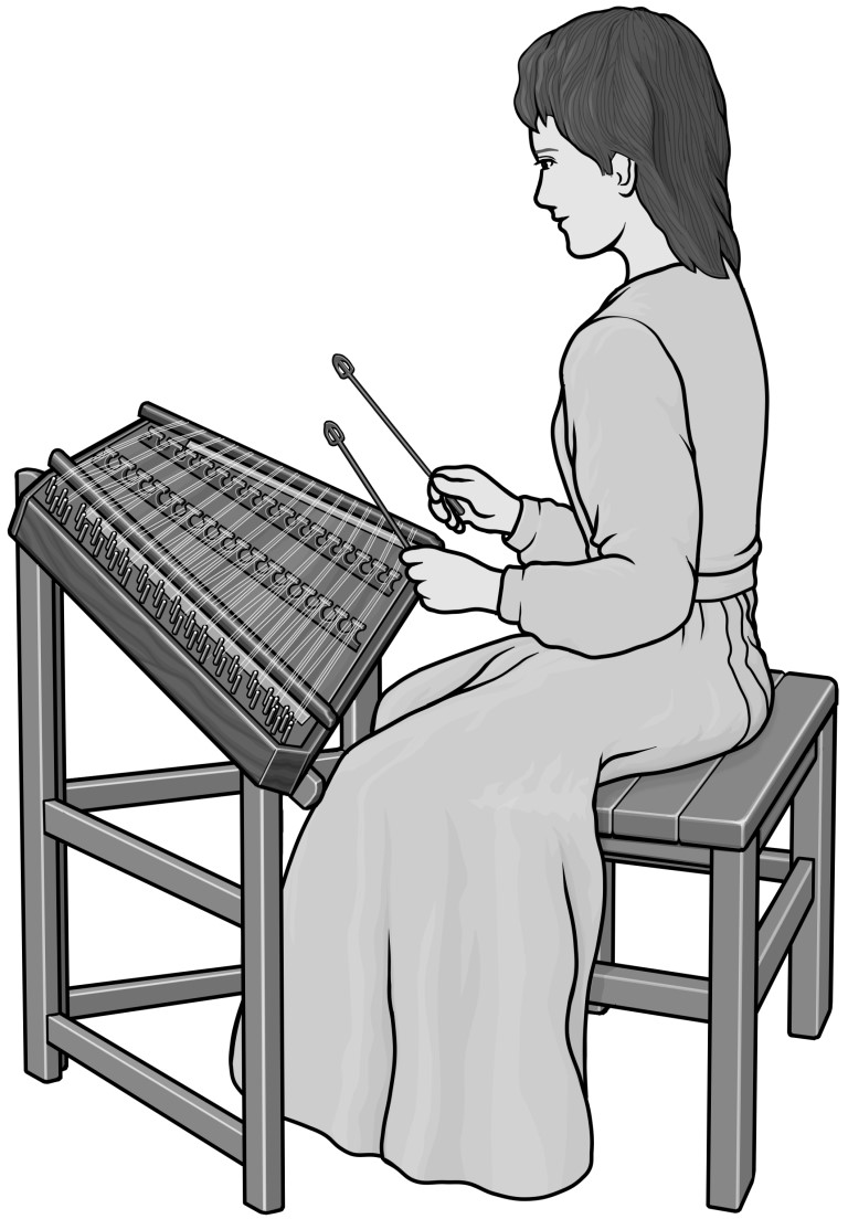Grayscale images / hammered dulcimer player