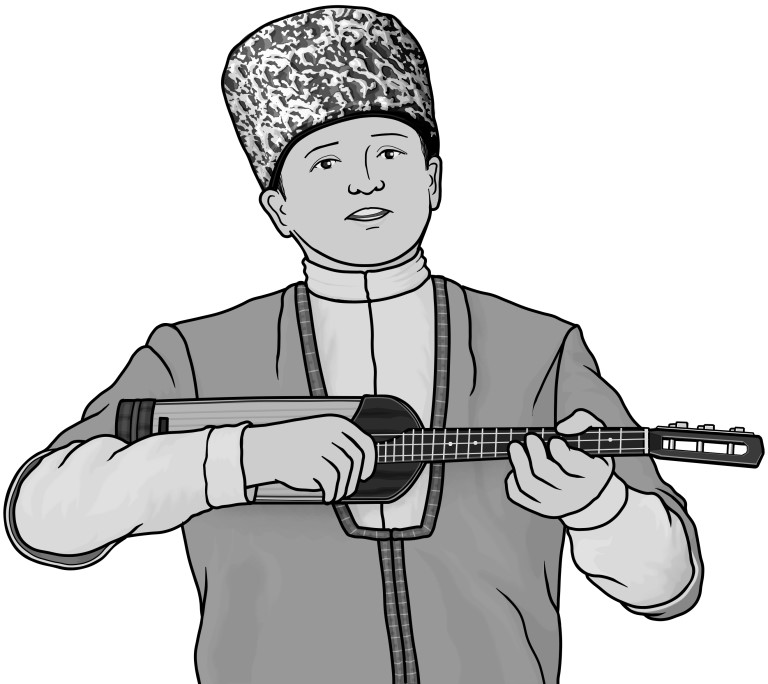 Chechens three-string plucked instrument:pondar