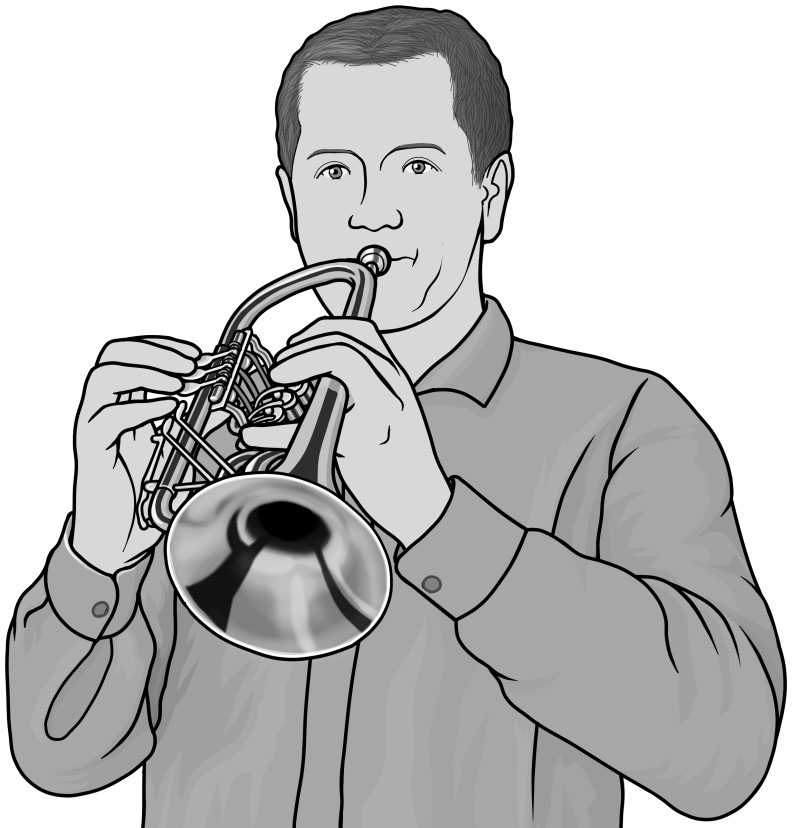monochrome images / playing the rotary trumpet