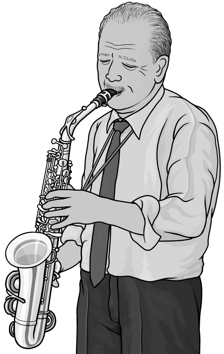 alto saxophone / monochrome images