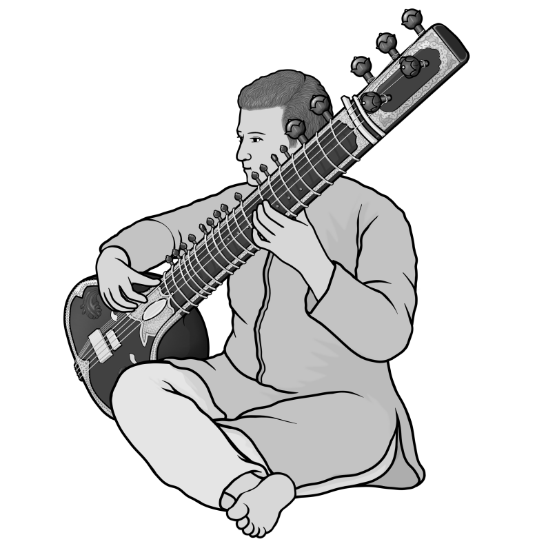 sitar player/ Royalty free clipart