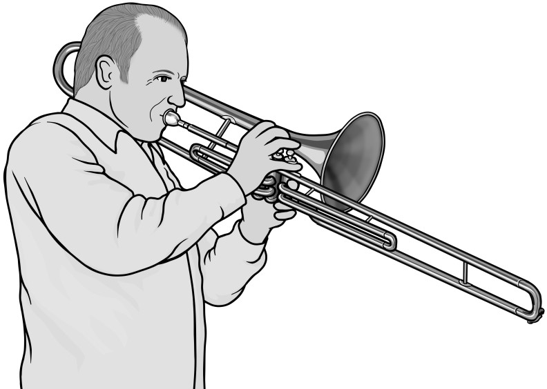 valve trombone / monochrome illustration