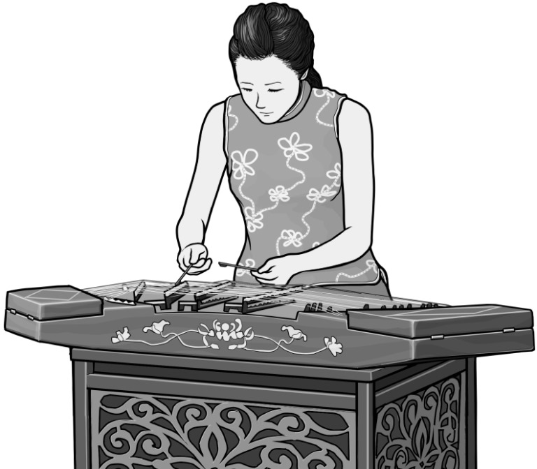Grayscale images / yangqin player