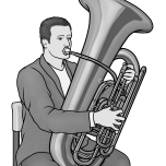 monochrome clipart:tuba