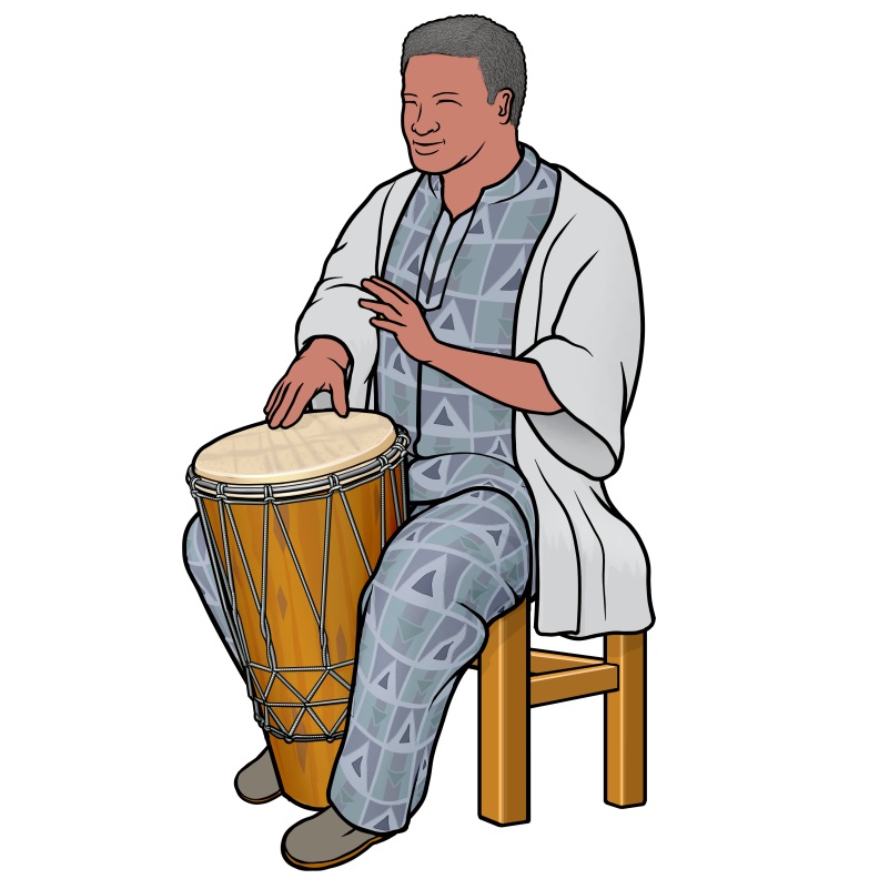 アシコドラムの奏者 playing ashiko drum