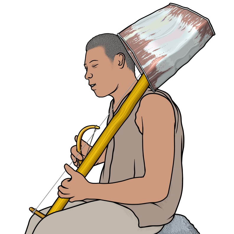 セガバ (segaba)を演奏する男性の図