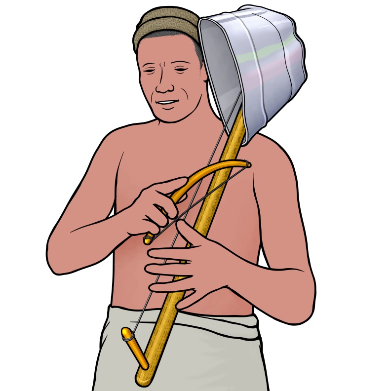 ボツワナの楽器：セガバを演奏している男性のイラスト