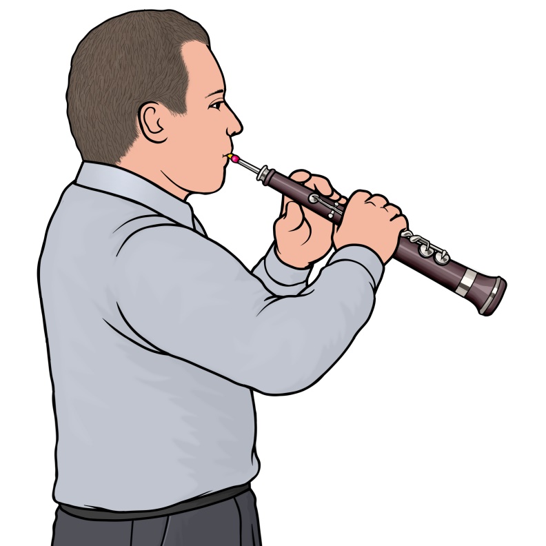 管楽器：ドゥルザイナ dulzainaを演奏する男性