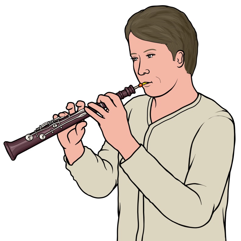 スペインの管楽器：ドゥルザイナを演奏する男性