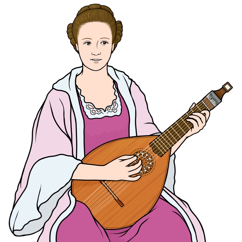 イングリッシュ ギターを演奏している女性のイラスト