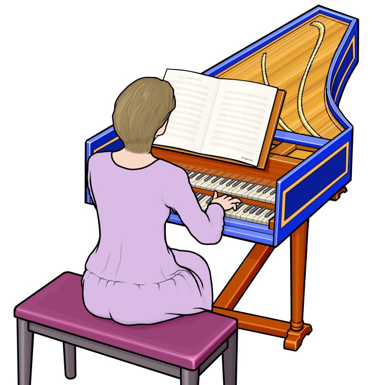 ハープシコード（チェンバロ）を演奏する女性 playing the harpsichord