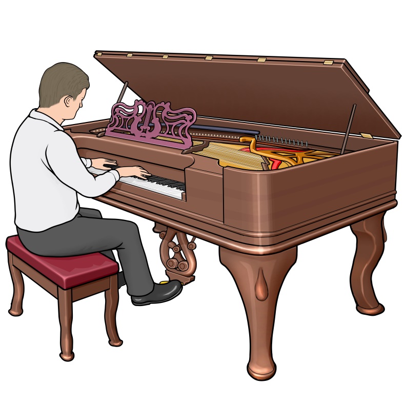 スクエア ピアノを演奏している男性