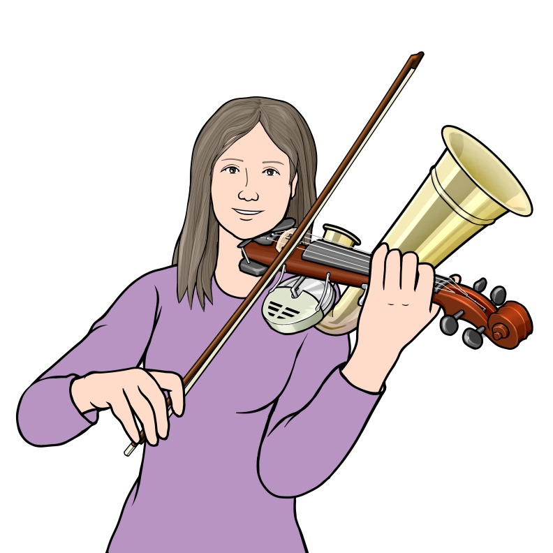 Stroh violin : ストロー・バイオリンを演奏する女性の図