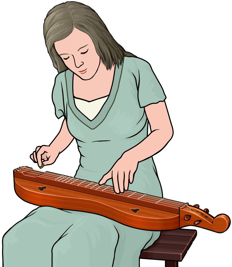 アパラチアン・ダルシマー（マウンテン・ダルシマー）を演奏する女性