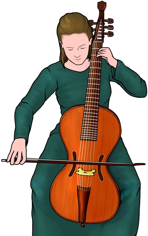アルペジョーネを演奏する女性の図