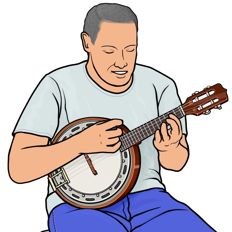 カバキーニョを演奏している人のイラスト banjo-cavaquinho(canjo-cavaco)