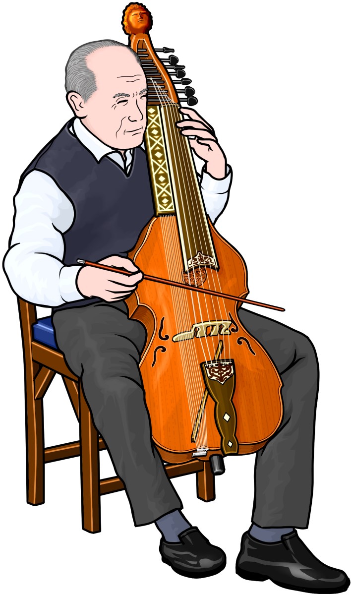 ハーディングフェーレを演奏する男性の図