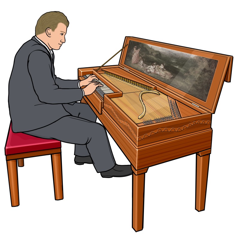 クラビコードを演奏する男性 playing the clavichord