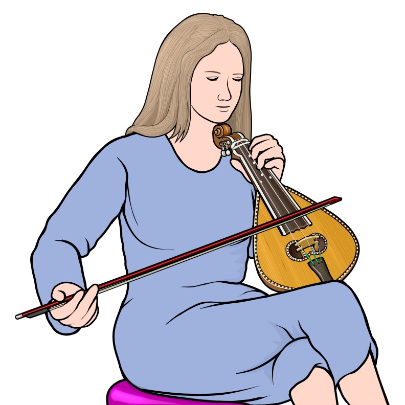 クレタン・リラを演奏している女性(Κρητική λύρα)