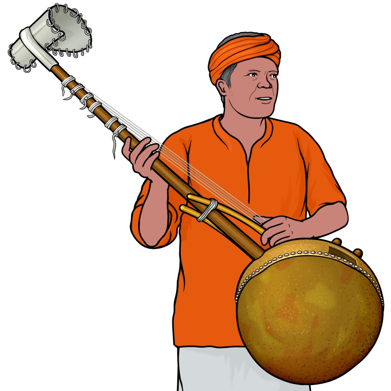 アフリカの民族楽器：ドンソ・ンゴニを演奏する男性