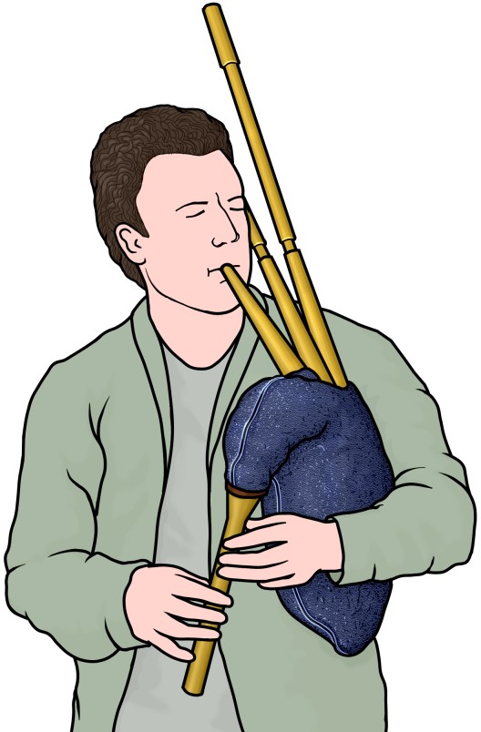 管楽器：ドゥダスを演奏する人