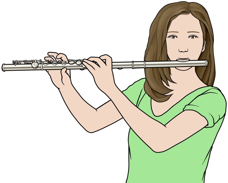 フルートを演奏している女性のイラスト