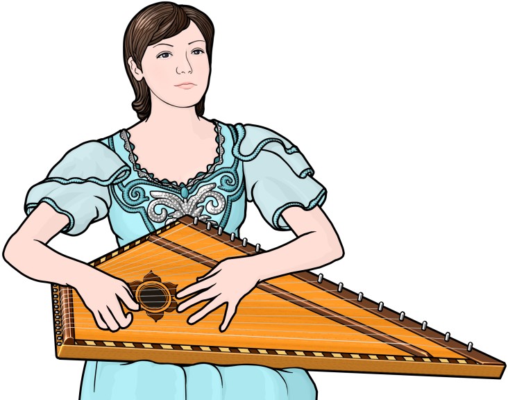 ロシアの弦楽器：グースリの演奏