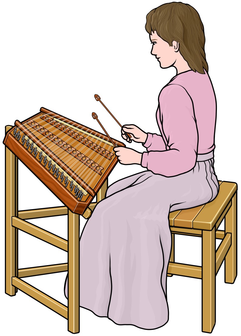 ハンマー ダルシマーを演奏する女性