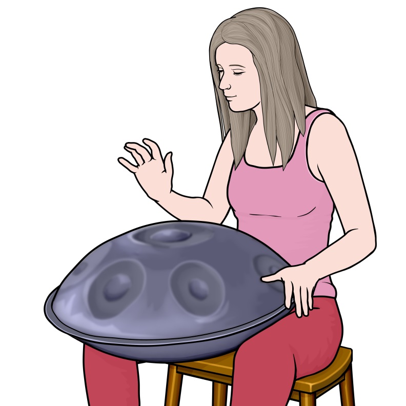 ハンドパン（handpan）ハング・ドラム（hangdrum）を演奏している女性