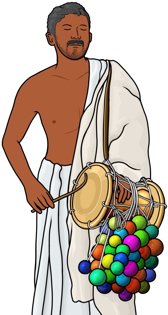 インドの太鼓 ： イダッカの奏者