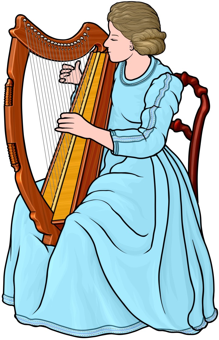 アイリッシュ・ハープを演奏する女性