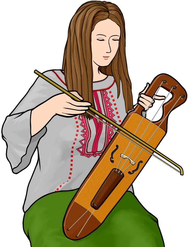 ヨウヒッコを演奏する女性の図