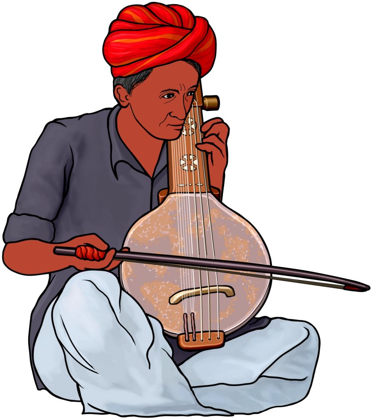 カマイチャを演奏する男性の図