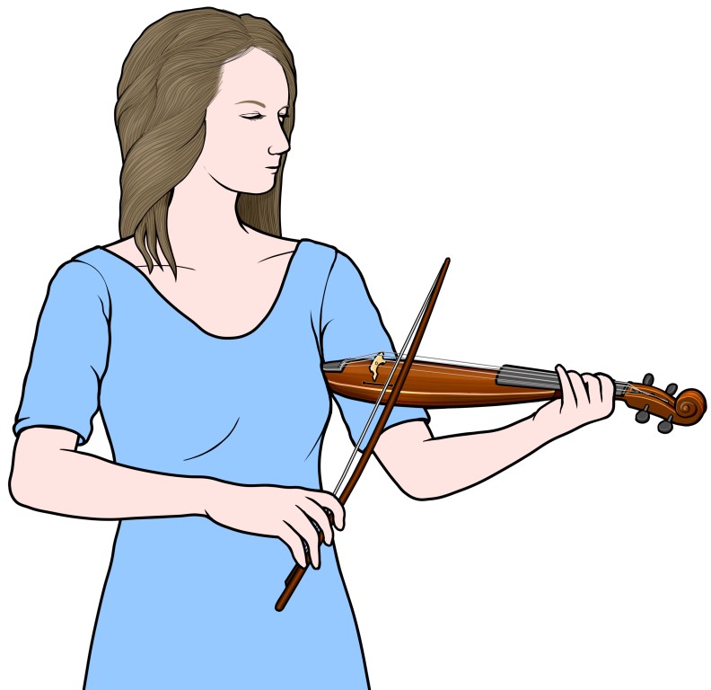 キット・バイオリン(kit violin)を演奏する女性の図