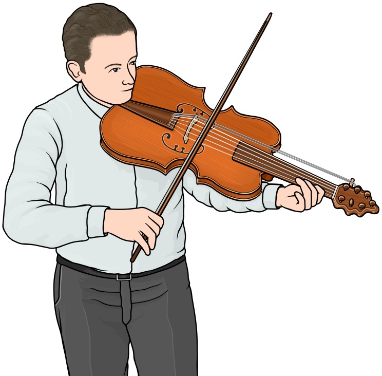 リラ・ダ・ブラッチョを演奏する男性の図