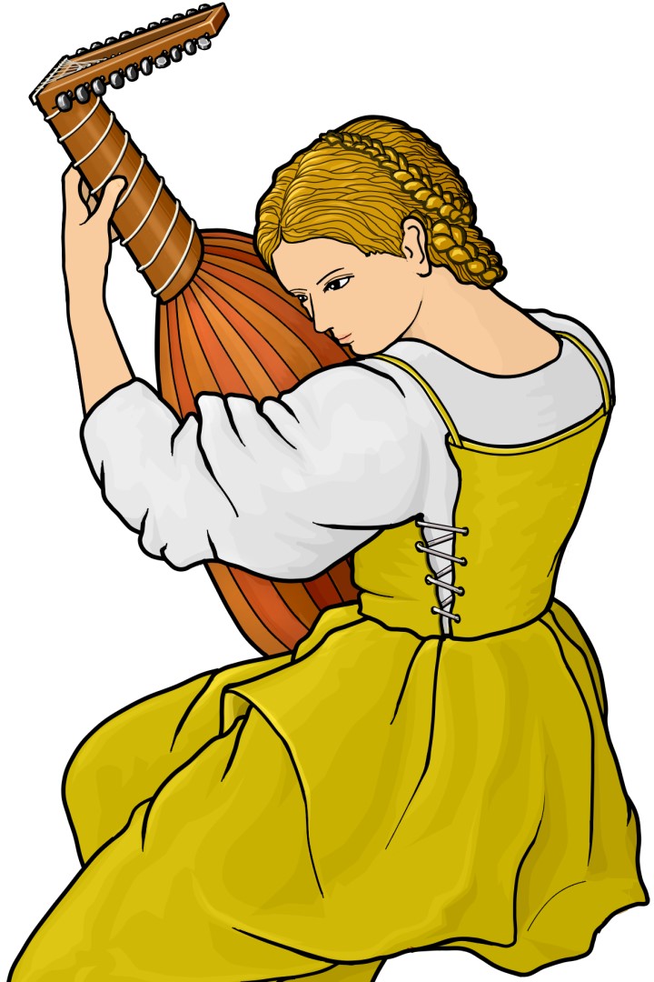 リュートを演奏する女性
