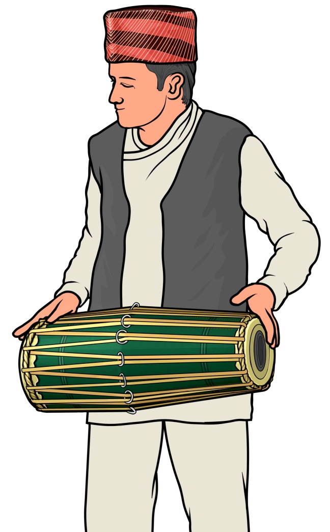 ネパールの太鼓 ： マダルの奏者