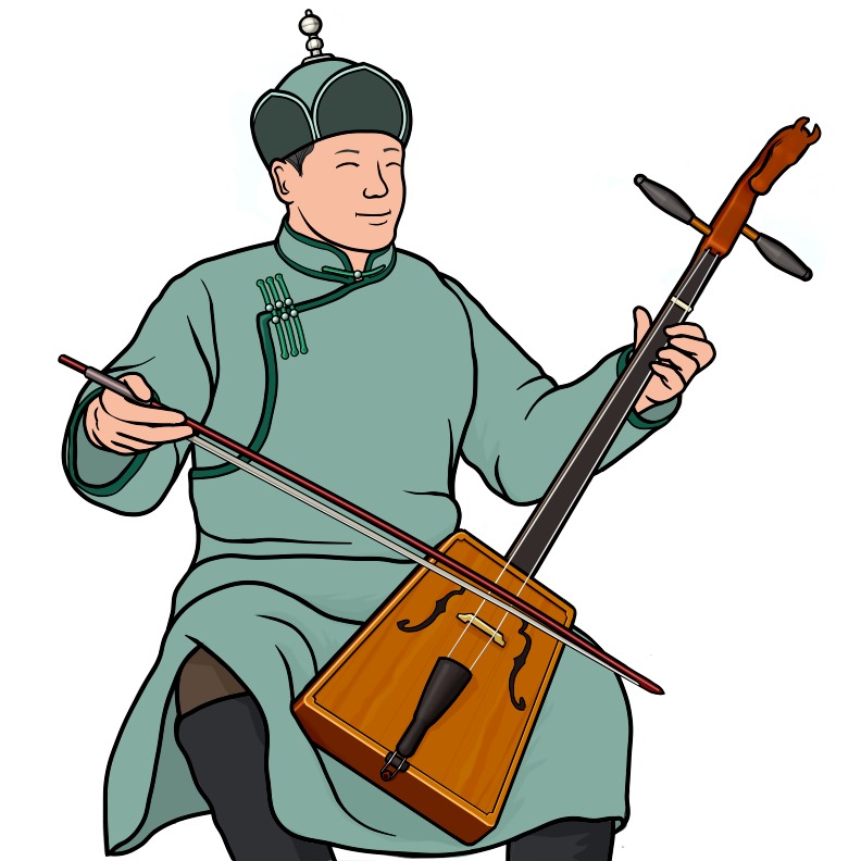 モリンフールを演奏する男性のイラスト