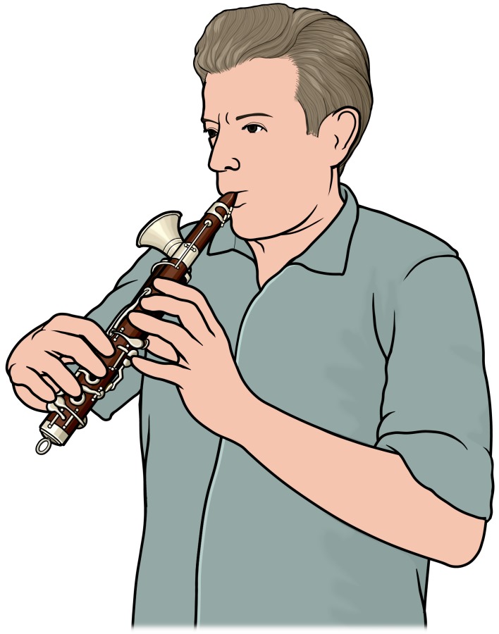管楽器：オクタビンを演奏する人