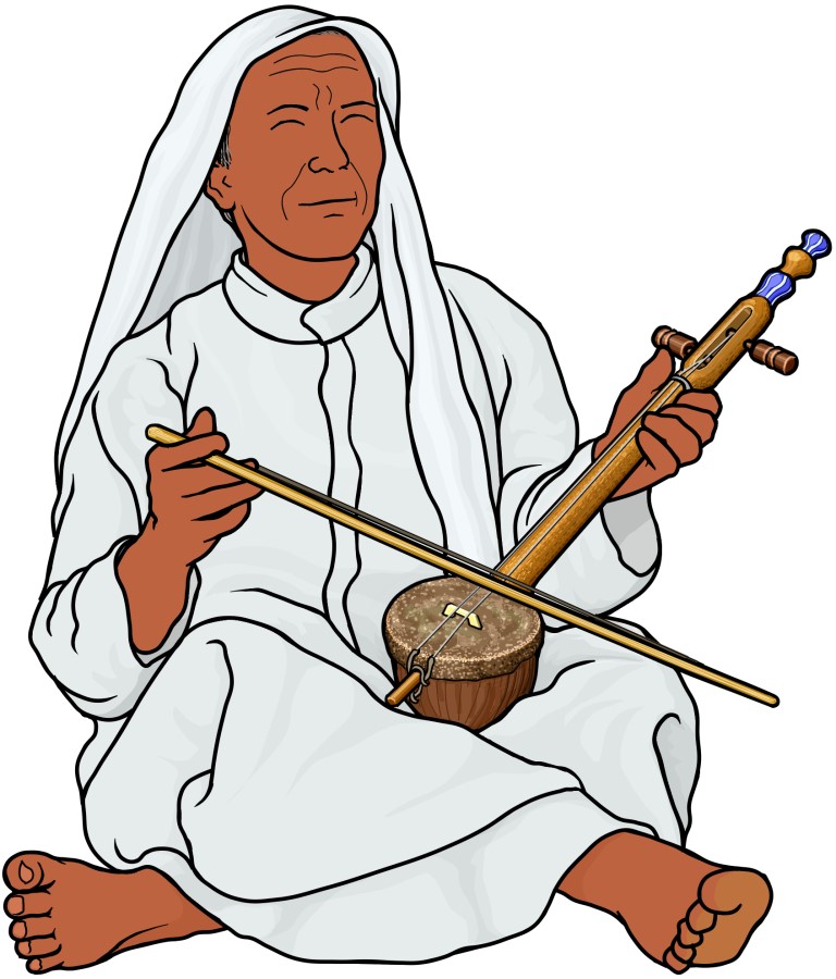 ラババを演奏する男性の図（エジプト）