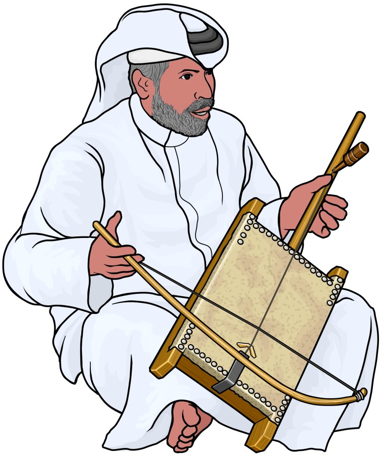 ラババを演奏する男性の図（エジプト）