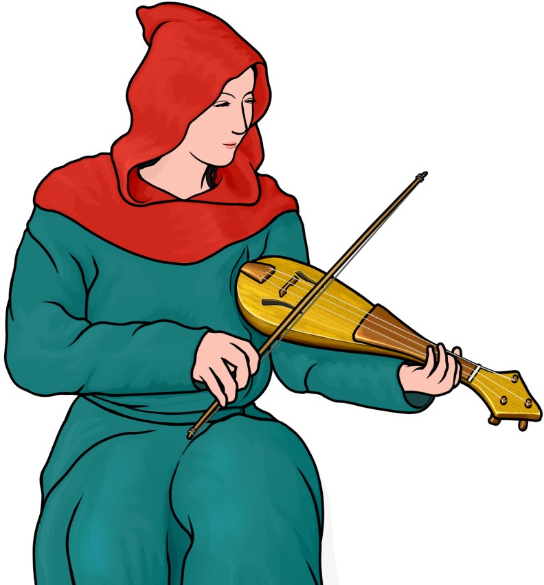 レベックを演奏する女性の図